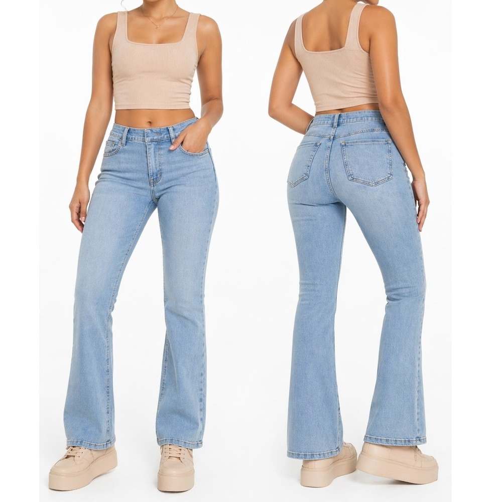 Spanx Flare Jeans Light Wash Denim High Rise Stretch XS